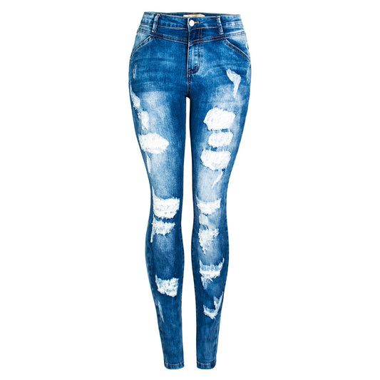 Women`s Jeans Denim distressed Streetwear Female Pants