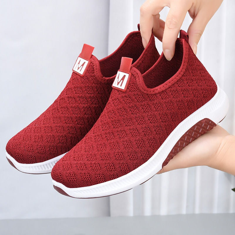 Summer Korean Mesh Comfortable Women Shoes Breathable Hollow Sports Walking Sneakers Casual Flat Ladies Solid Shoes