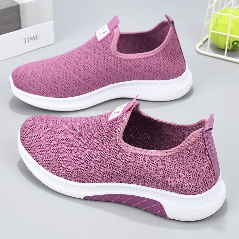 Summer Korean Mesh Comfortable Women Shoes Breathable Hollow Sports Walking Sneakers Casual Flat Ladies Solid Shoes