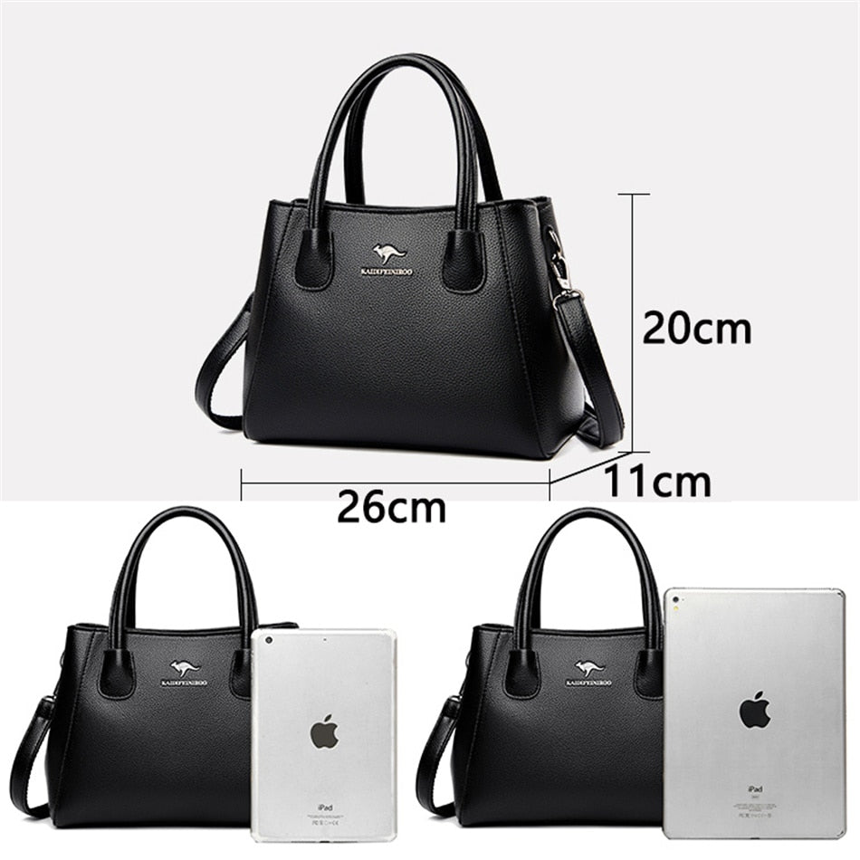 2 Layers Leather Luxury Handbags Women Bags Designer Handbags High Quality Small Casual Tote Bags For Women Shoulder Bag Winter