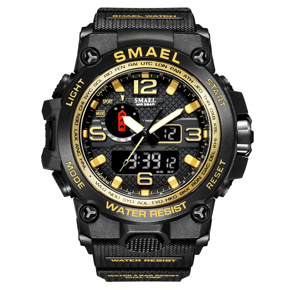 Men Sports Watches Dual Display Analog Digital LED Electronic Quartz Wristwatches Waterproof Swimming Military Watch