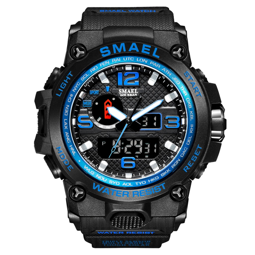 Men Sports Watches Dual Display Analog Digital LED Electronic Quartz Wristwatches Waterproof Swimming Military Watch