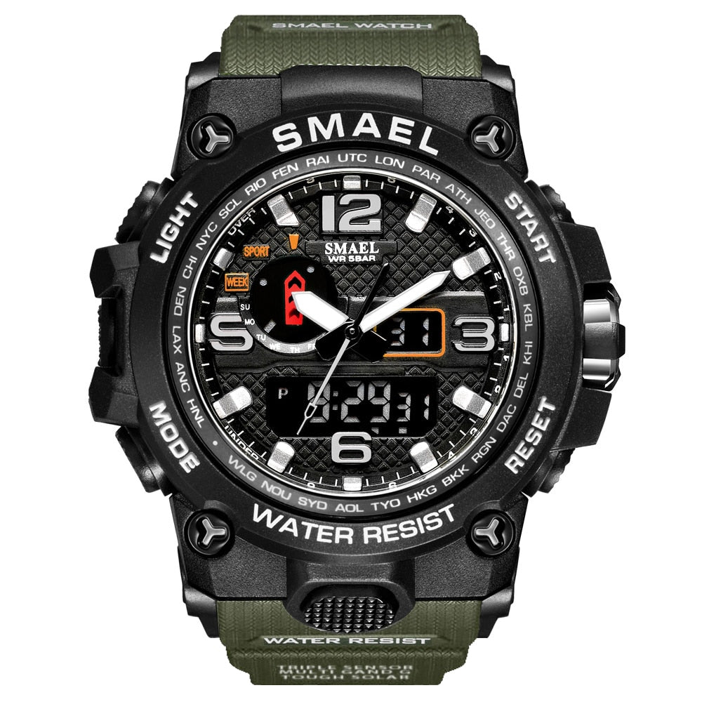 Men Sports Watches Dual Display Analog Digital LED Electronic Quartz Wristwatches Waterproof Swimming Military Watch