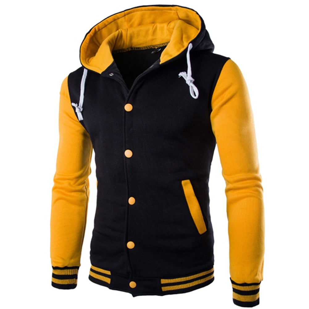 Fashion Men Winter Long Sleeve Varsity Jacket 2021 Single-breasted Warm Fleece Coat Men's Jacket Sweatshirt Fleece Coat