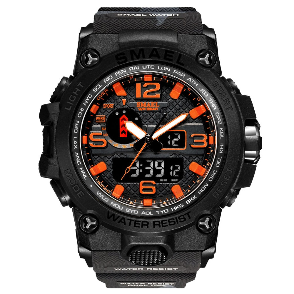 Men Sports Watches Dual Display Analog Digital LED Electronic Quartz Wristwatches Waterproof Swimming Military Watch