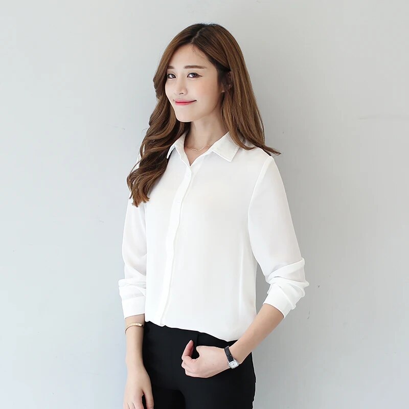 White Chiffon Blouse 2021 Women Shirt Fashion Casual Plus Size Blouses Long Sleeve Shirts Ladies Office Shirts Women Tops Blusas