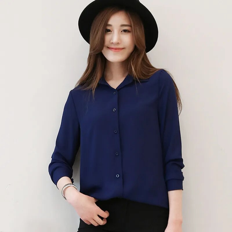 White Chiffon Blouse 2021 Women Shirt Fashion Casual Plus Size Blouses Long Sleeve Shirts Ladies Office Shirts Women Tops Blusas