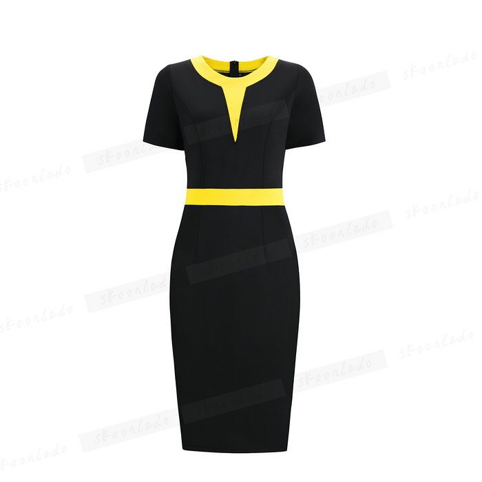 Newest Dresses Office Ladies Dress Oversize Women Slim Fashion Elegant Dress Mid Pencil High Waist Stitching Color Formal