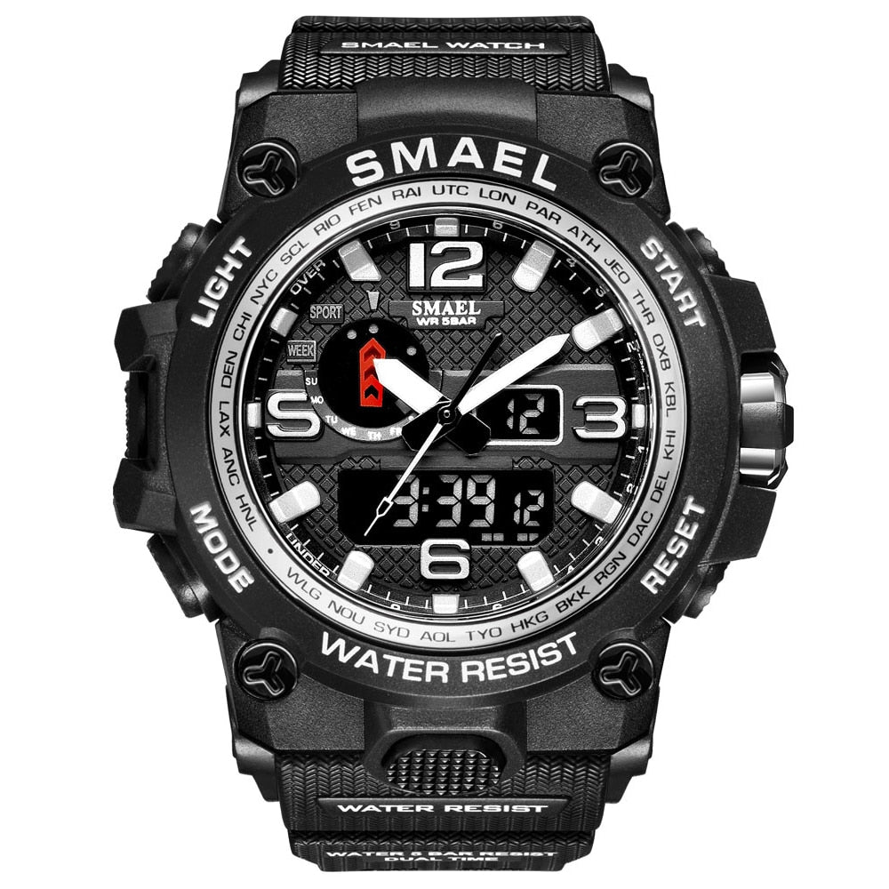 Men Sports Watches Dual Display Analog Digital LED Electronic Quartz Wristwatches Waterproof Swimming Military Watch