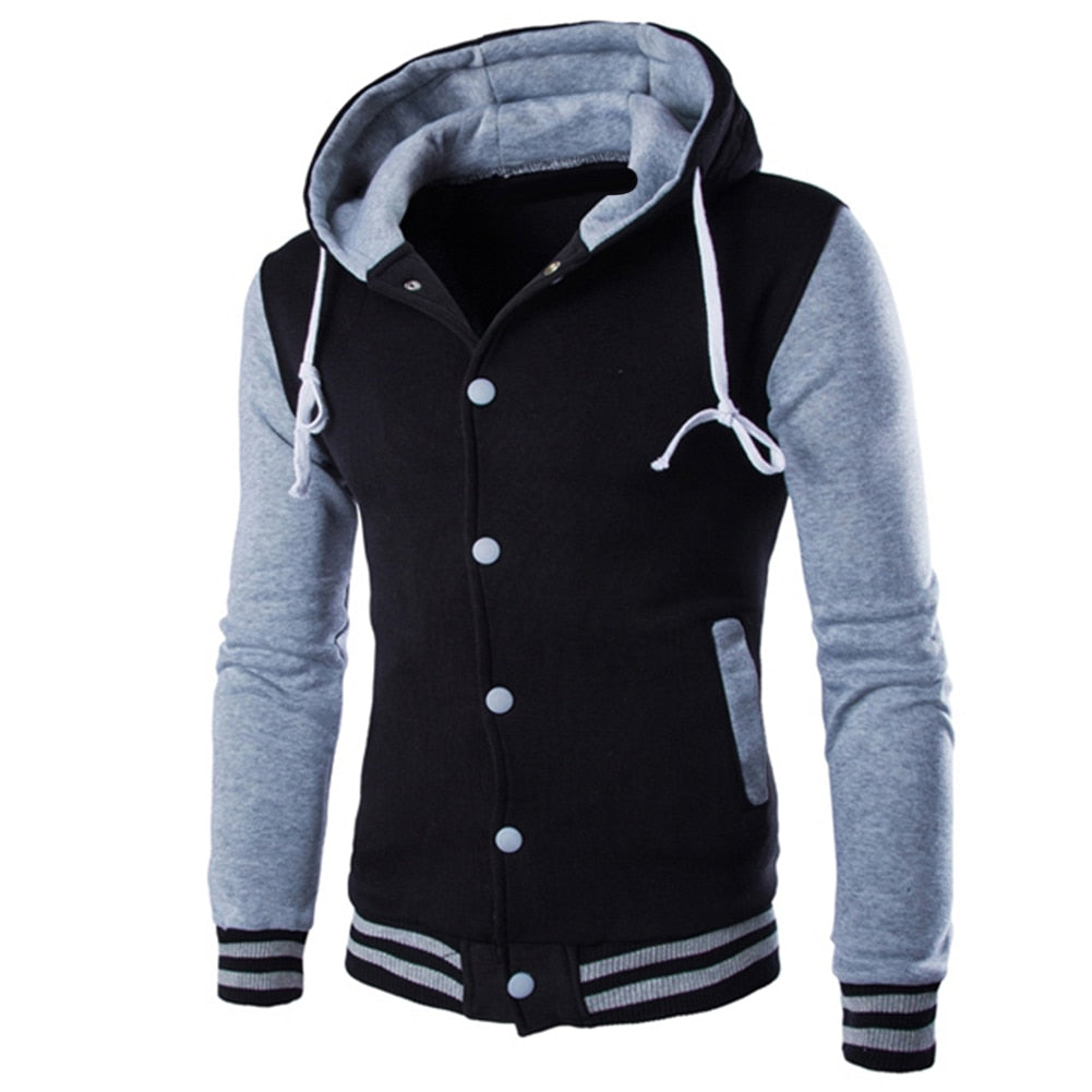 Fashion Men Winter Long Sleeve Varsity Jacket 2021 Single-breasted Warm Fleece Coat Men's Jacket Sweatshirt Fleece Coat