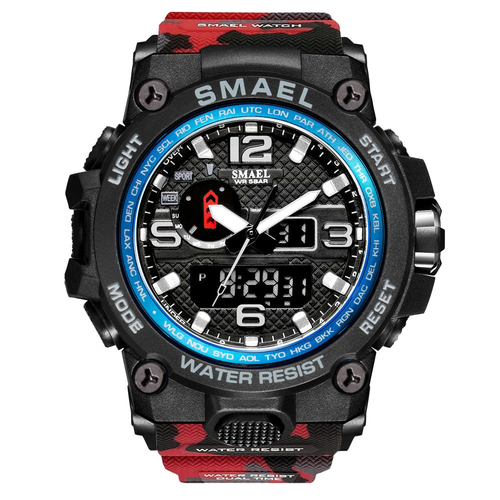 Men Sports Watches Dual Display Analog Digital LED Electronic Quartz Wristwatches Waterproof Swimming Military Watch