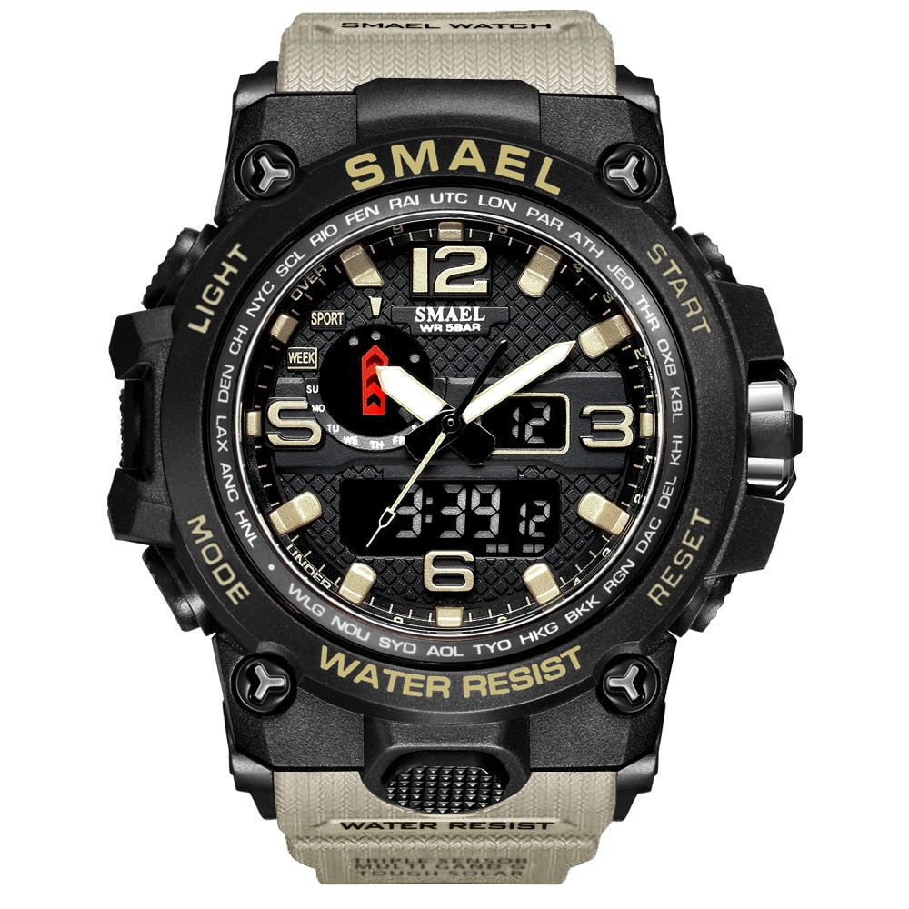 Men Sports Watches Dual Display Analog Digital LED Electronic Quartz Wristwatches Waterproof Swimming Military Watch