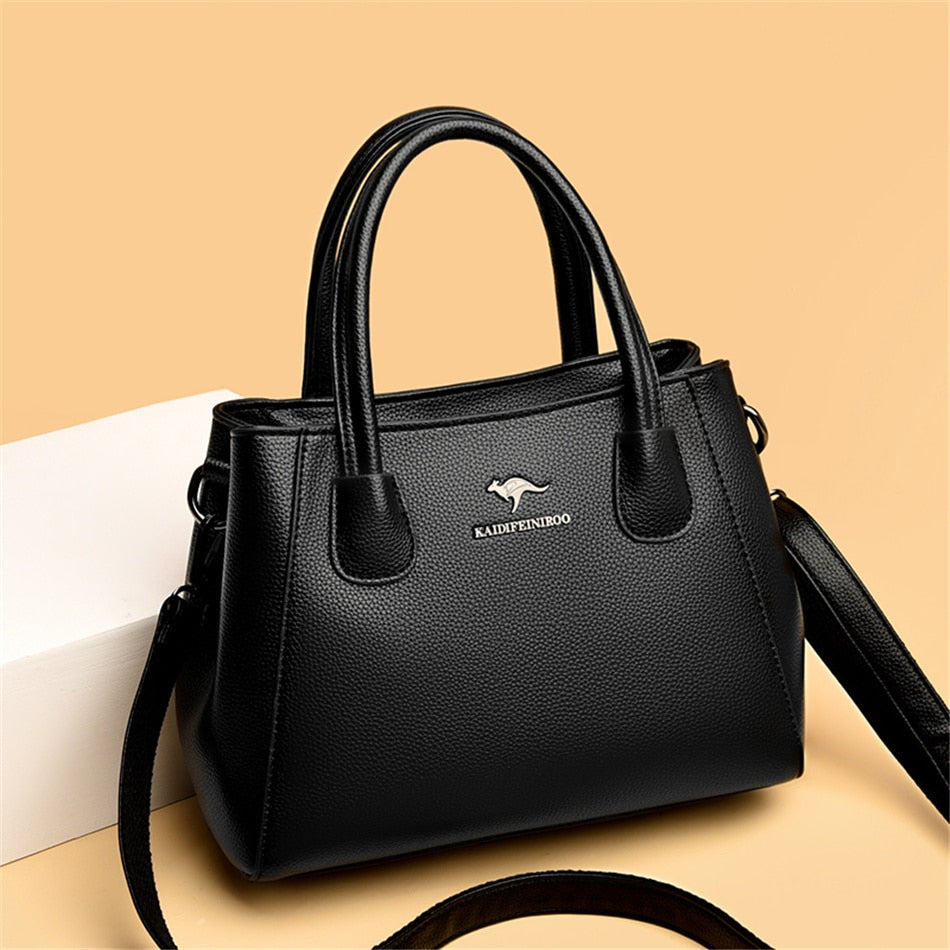 2 Layers Leather Luxury Handbags Women Bags Designer Handbags High Quality Small Casual Tote Bags For Women Shoulder Bag Winter