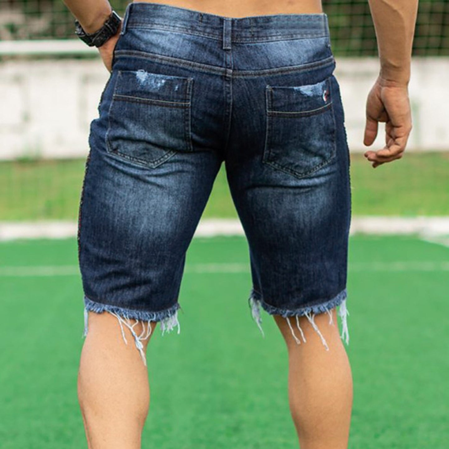 2023 Summer Men's Fashion Ripped Jeans Shorts Male Denim Shorts Thin Breathable Soft Casual Short Pants Streetwear