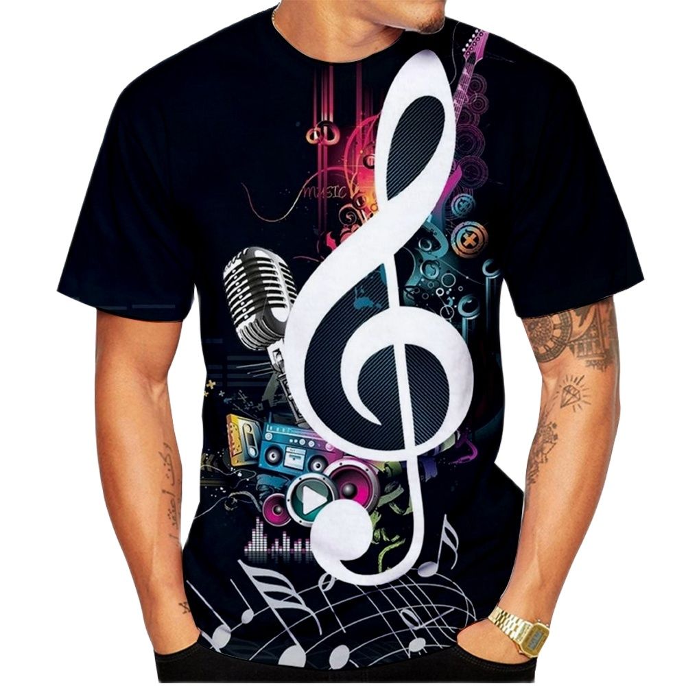 2023 Men T Shirt 3D Printed T-shirt Music Notes Fashion T-shirt Men's summer casual Funko Pop short-sleeved Shirt T-shirt