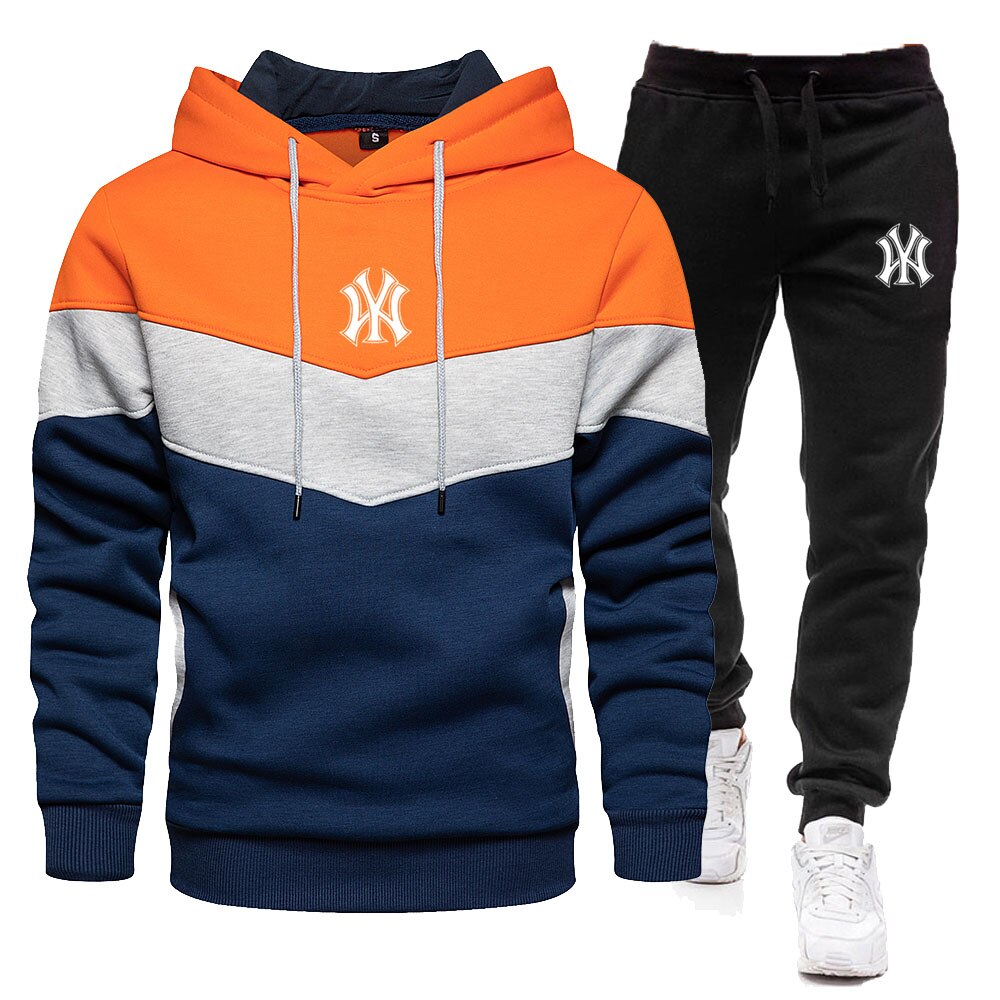 New arrival Men's Autumn Winter Sets Zipper Hoodie and Pants 2 Pieces Casual Tracksuit Male Sportswear Brand Clothing Sweat Suit