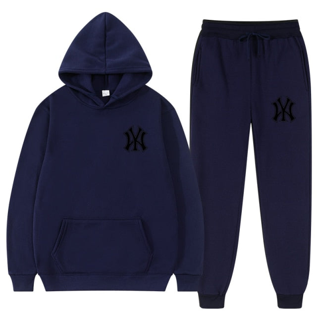 Mens Winter 2 Piece Tracksuit with Drawstring Hoodie+Pants Jogging Sportswear  for Autumn or Winter