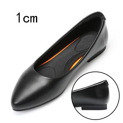 GKTINOO Black Leather Women's Work Shoes Pumps Thick Heels Round Head Shoes Soft Sole Professional Non-slip Hotel Work Shoes