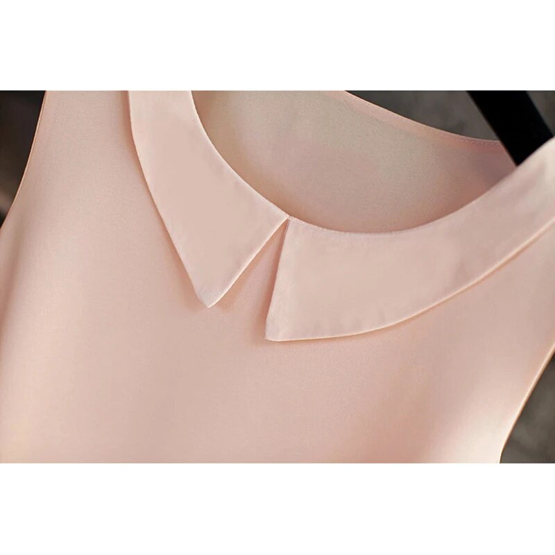 Sleeveless Peter Pan Collar Shirt for Women Chiffon Blouse  Summer Casual Oversized 5XL Female Tops