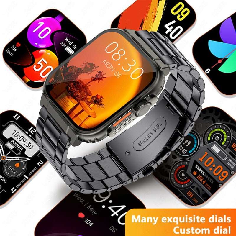 Sports Fitness Smart Watch IP68 waterproof Connect TWS Music Play Recording  Watch 600mAh Battery Clock Bluetooth Call Smartwatch