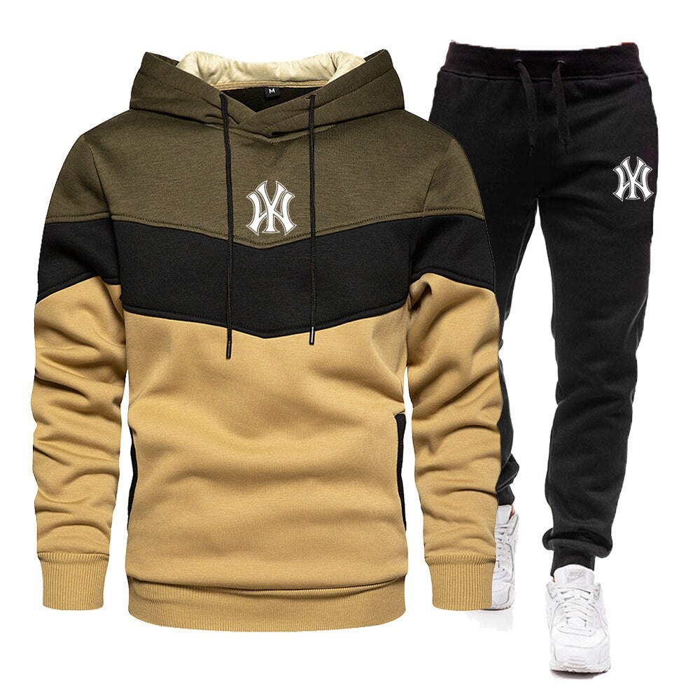 New arrival Men's Autumn Winter Sets Zipper Hoodie and Pants 2 Pieces Casual Tracksuit Male Sportswear Brand Clothing Sweat Suit