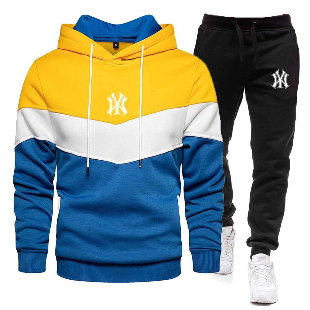 New arrival Men's Autumn Winter Sets Zipper Hoodie and Pants 2 Pieces Casual Tracksuit Male Sportswear Brand Clothing Sweat Suit