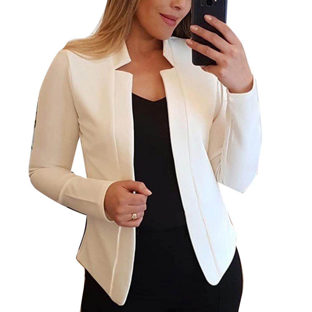 Jacket Suit Women Thin Coat Spring 2020 Female Long Sleeve Open Stitch White OL Womens Jackets and Coats Femme Business Clothes