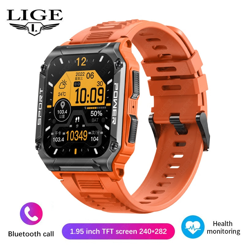 LIGE 2023 Sports Smart Watch Men Travel Compass Bluetooth Call Bracelet 400mAh Health Monitoring IP68 Waterproof Men Smart Watch