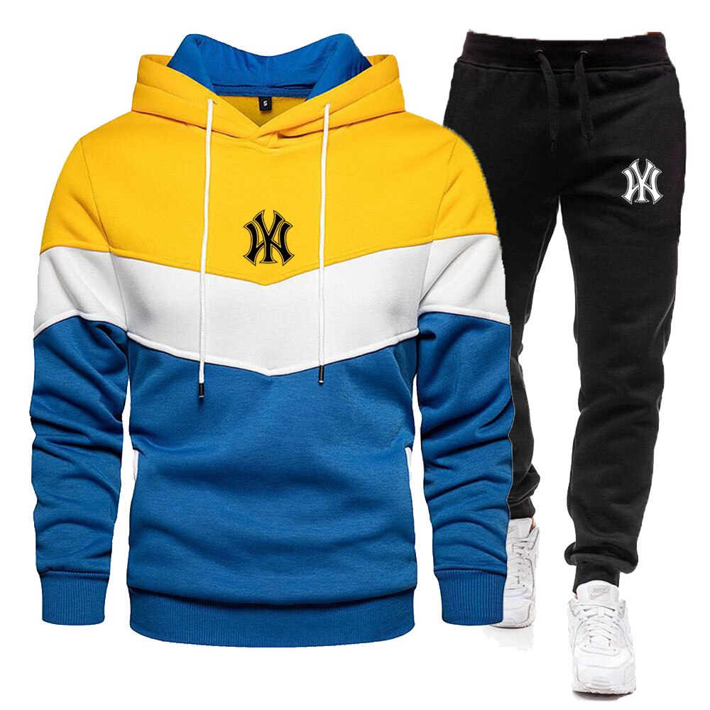 New arrival Men's Autumn Winter Sets Zipper Hoodie and Pants 2 Pieces Casual Tracksuit Male Sportswear Brand Clothing Sweat Suit