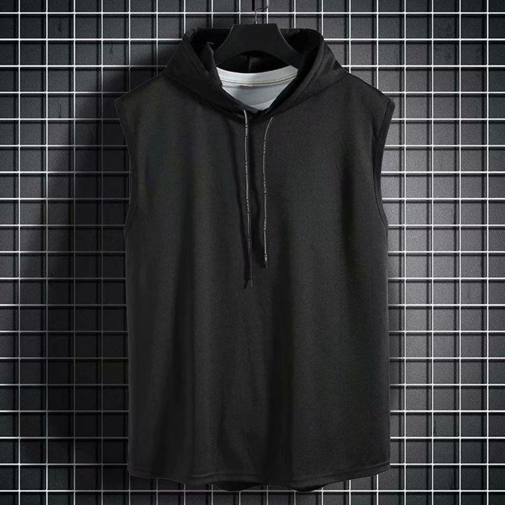 Summer Mens Muscle Hoodie Vest Sleeveless Bodybuilding Gym Workout Fitness Shirt High Quality Vest Hip Hop Sweatshirt Men's Tops