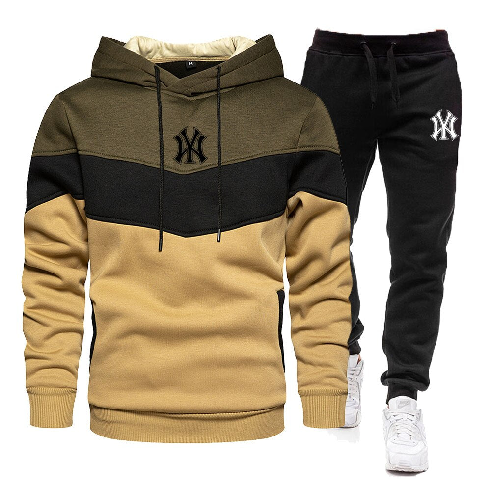 New arrival Men's Autumn Winter Sets Zipper Hoodie and Pants 2 Pieces Casual Tracksuit Male Sportswear Brand Clothing Sweat Suit