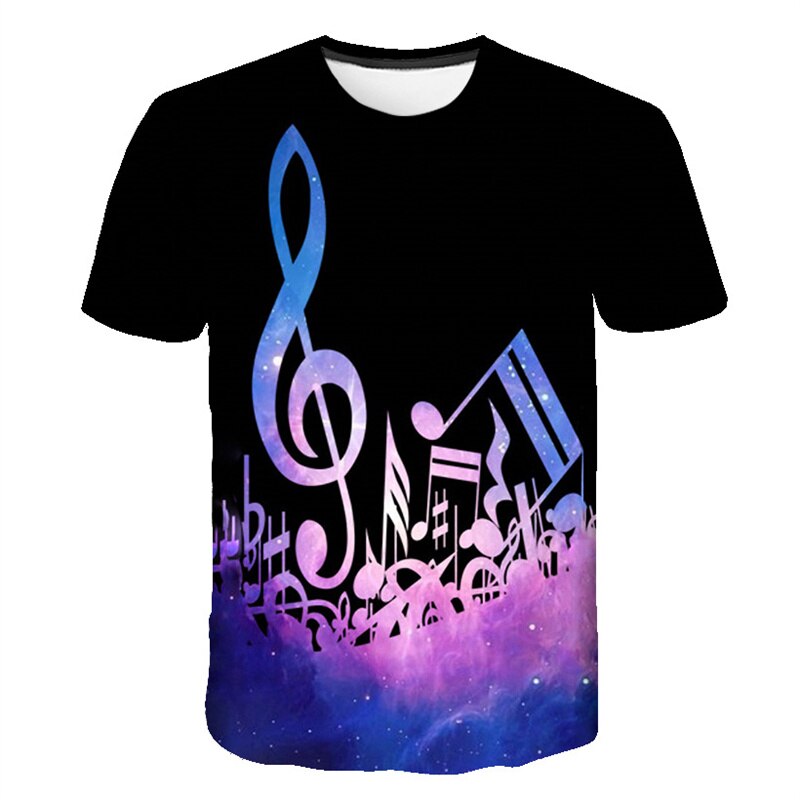 2023 Men T Shirt 3D Printed T-shirt Music Notes Fashion T-shirt Men's summer casual Funko Pop short-sleeved Shirt T-shirt