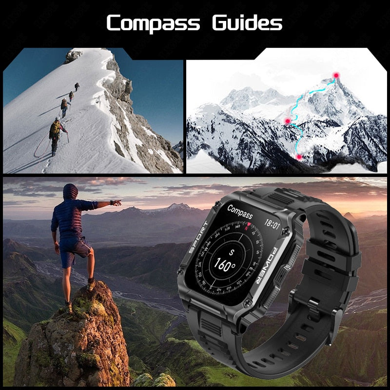 LIGE 2023 Sports Smart Watch Men Travel Compass Bluetooth Call Bracelet 400mAh Health Monitoring IP68 Waterproof Men Smart Watch