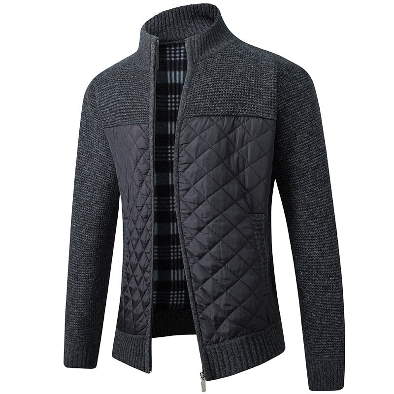 2022 Autumn Winter New Men's Jacket Slim Fit Stand Collar Zipper Jacket Men Solid Thick Warm Jacket Men Sweater