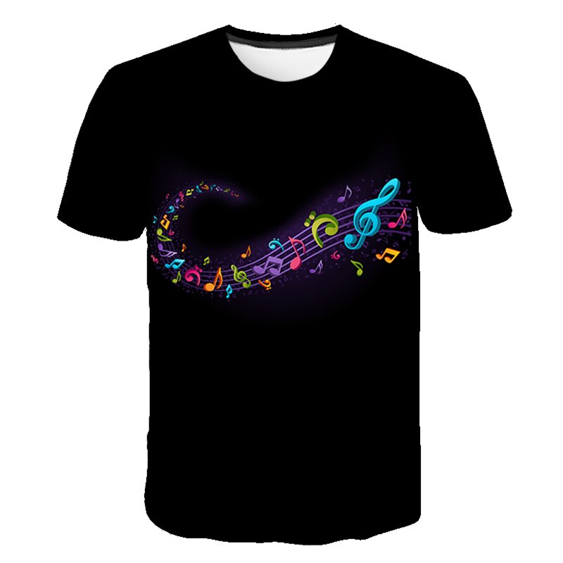 2023 Men T Shirt 3D Printed T-shirt Music Notes Fashion T-shirt Men's summer casual Funko Pop short-sleeved Shirt T-shirt