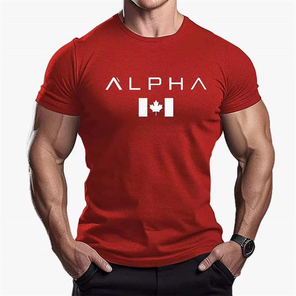 Men's T-shirt Gym Summer Compression Tight Man Letter Printing Short Sleeve Sports Fitness Casual Top Oversized Male Clothing