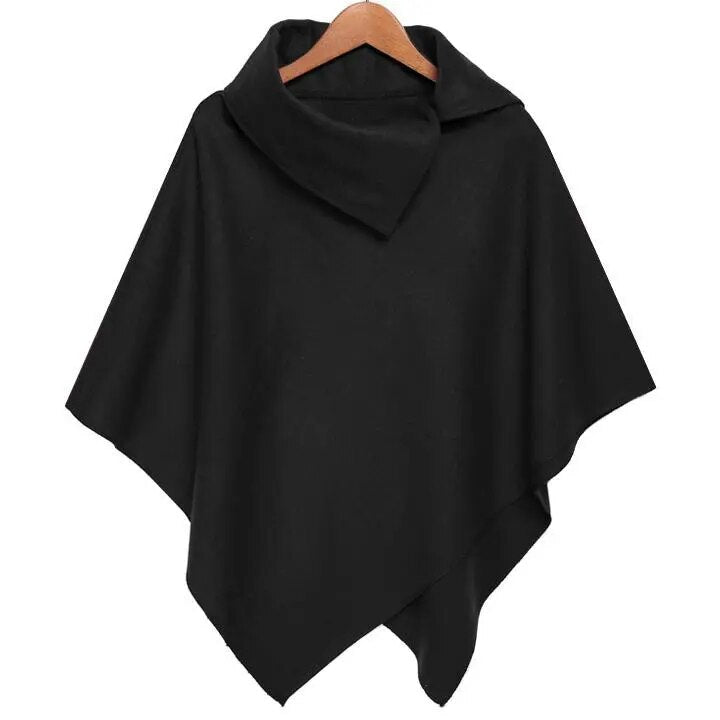 Women Poncho Cape Asymmetric Hem Cloak Solid Color Leisure Wool Blend Outwear Female Streetwear Wholesale Dropshipping Clothing