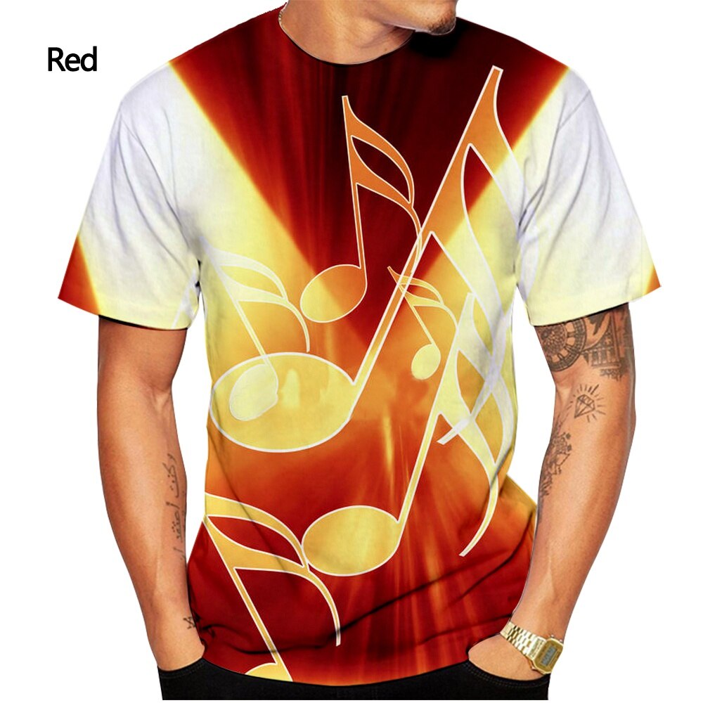 2023 Men T Shirt 3D Printed T-shirt Music Notes Fashion T-shirt Men's summer casual Funko Pop short-sleeved Shirt T-shirt