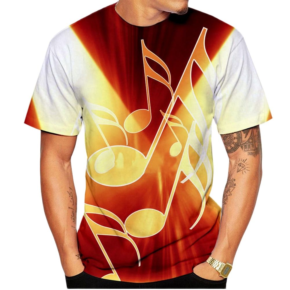 2023 Men T Shirt 3D Printed T-shirt Music Notes Fashion T-shirt Men's summer casual Funko Pop short-sleeved Shirt T-shirt