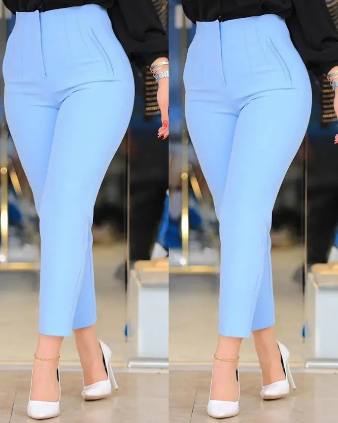 Elegant High Waist Cropped Work Pants for Women Black All-Match Daily Office Formal Wear Fashion Women's Trousers OL