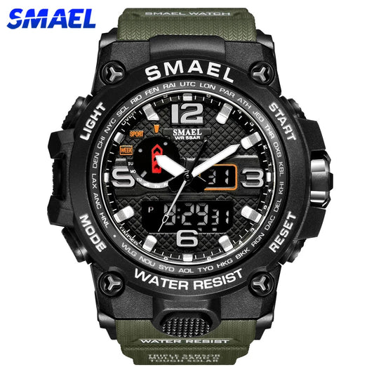 Men Sports Watches Dual Display Analog Digital LED Electronic Quartz Wristwatches Waterproof Swimming Military Watch