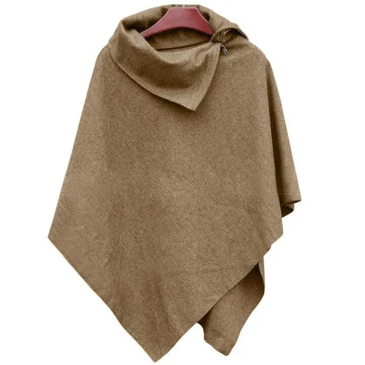 Women Poncho Cape Asymmetric Hem Cloak Solid Color Leisure Wool Blend Outwear Female Streetwear Wholesale Dropshipping Clothing