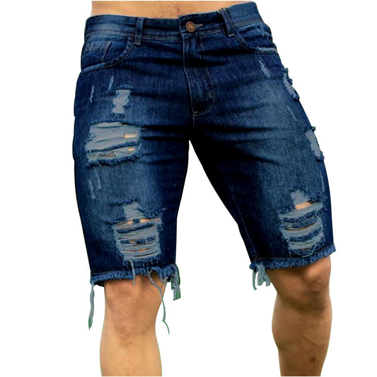 Fashion Brand Men Jeans Shorts Hole Streetwear Harajuku Slim Straight Denim Shorts Summer Casual Baggy Ripped Jeans for men