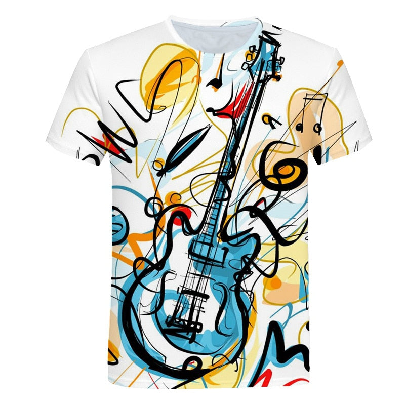 2023 Men T Shirt 3D Printed T-shirt Music Notes Fashion T-shirt Men's summer casual Funko Pop short-sleeved Shirt T-shirt