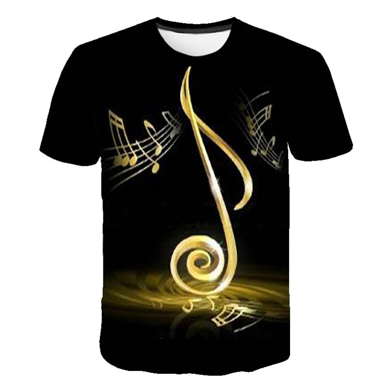 2023 Men T Shirt 3D Printed T-shirt Music Notes Fashion T-shirt Men's summer casual Funko Pop short-sleeved Shirt T-shirt