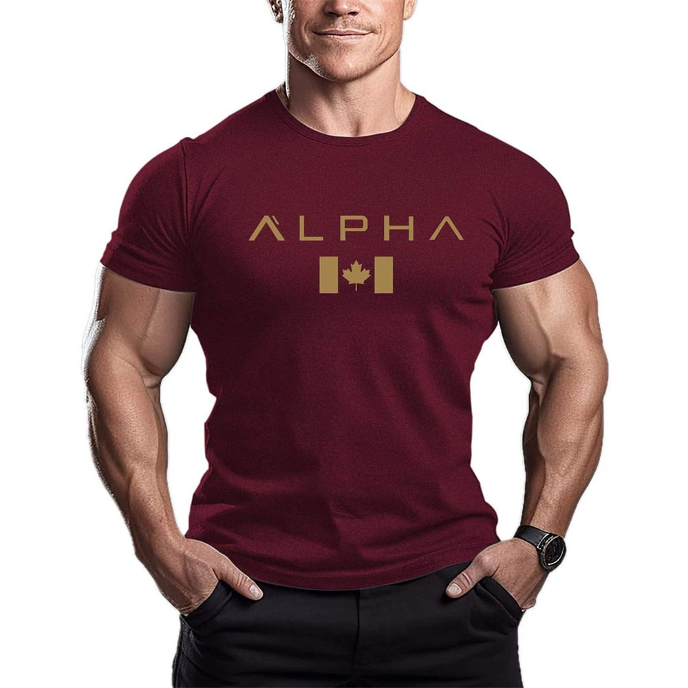 Men's T-shirt Gym Summer Compression Tight Man Letter Printing Short Sleeve Sports Fitness Casual Top Oversized Male Clothing