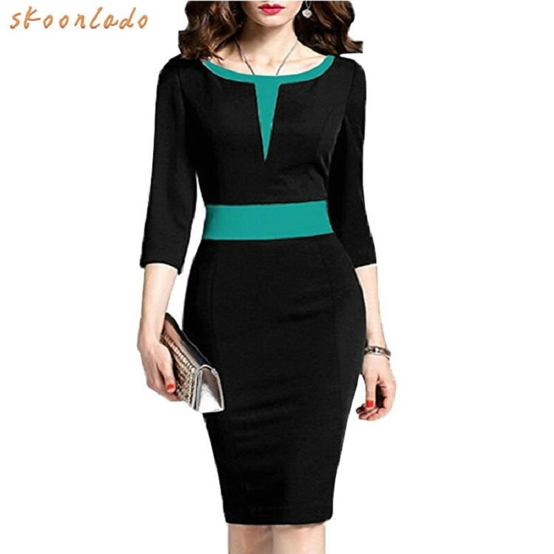 Newest Dresses Office Ladies Dress Oversize Women Slim Fashion Elegant Dress Mid Pencil High Waist Stitching Color Formal