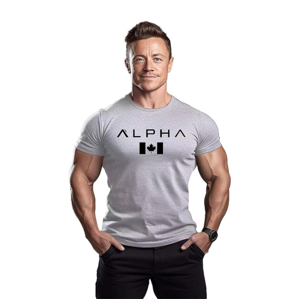 Men's T-shirt Gym Summer Compression Tight Man Letter Printing Short Sleeve Sports Fitness Casual Top Oversized Male Clothing