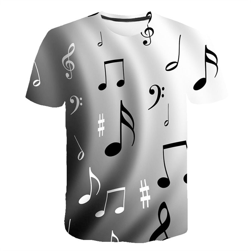 2023 Men T Shirt 3D Printed T-shirt Music Notes Fashion T-shirt Men's summer casual Funko Pop short-sleeved Shirt T-shirt