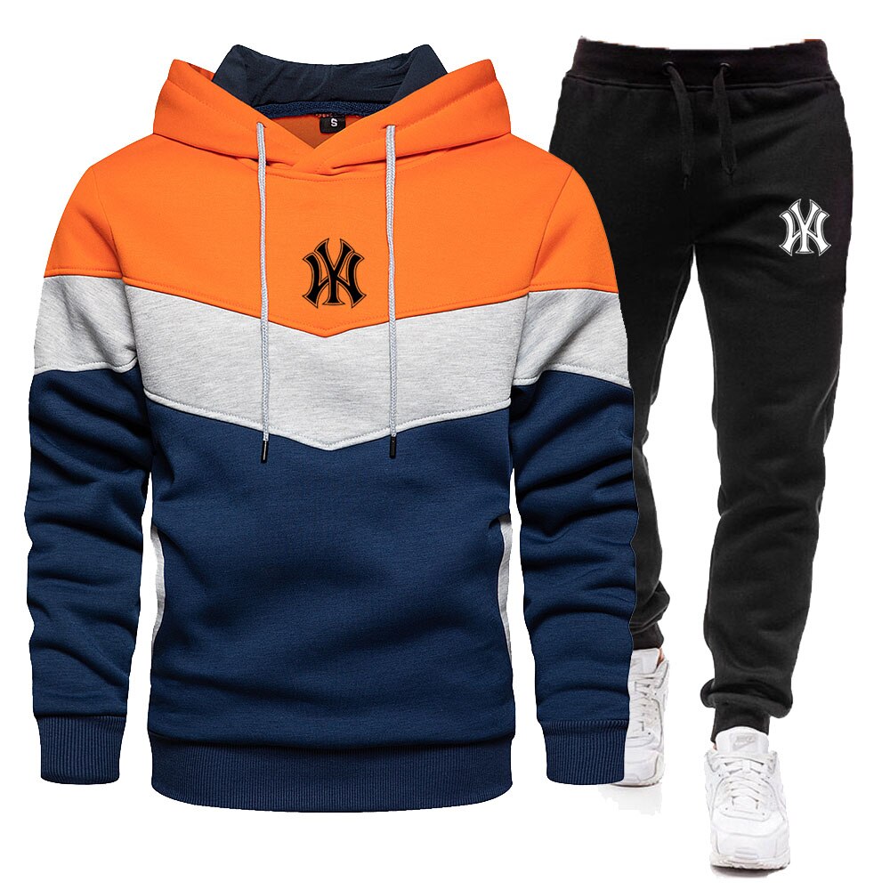 New arrival Men's Autumn Winter Sets Zipper Hoodie and Pants 2 Pieces Casual Tracksuit Male Sportswear Brand Clothing Sweat Suit